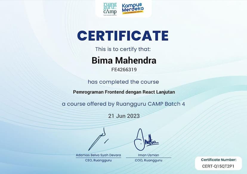 Pemrograman Frontend dengan React Lanjutan